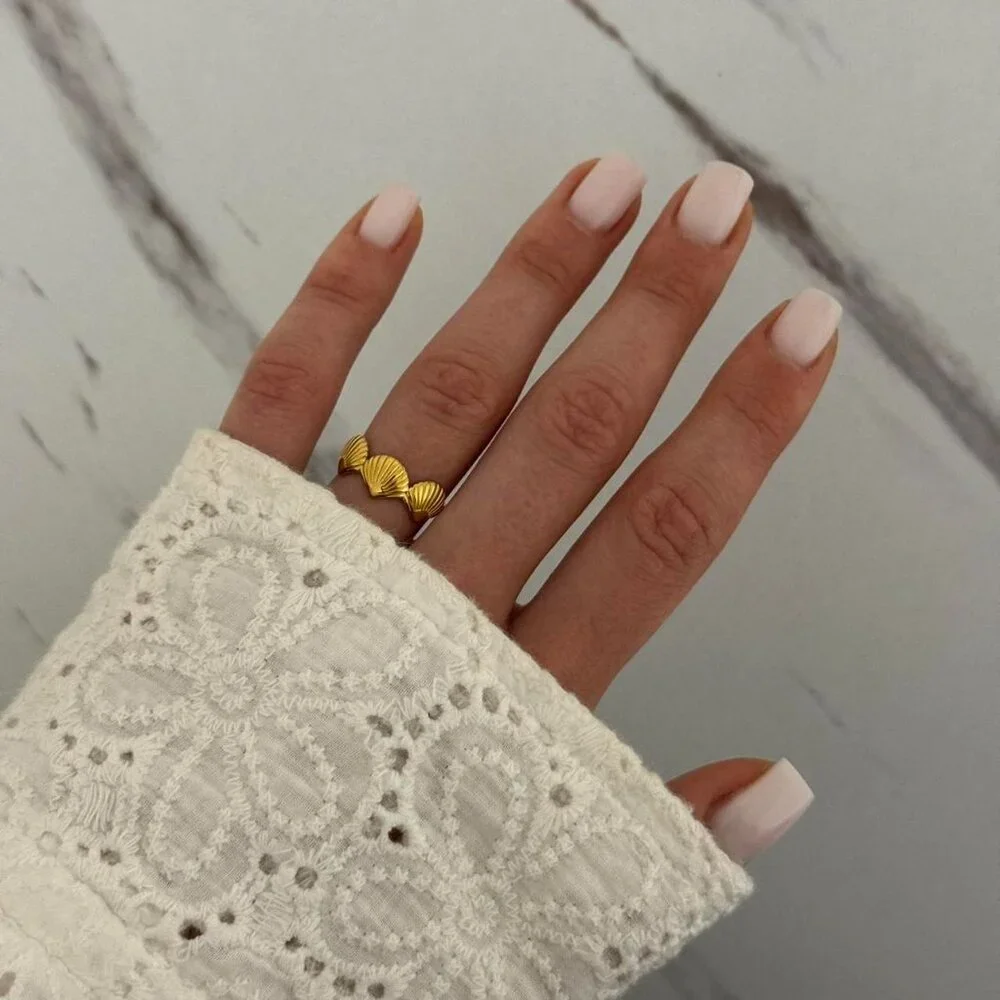SKU0052 Vintage Gold Adjustable Ring With shells Stainless steel‎ + gift bag